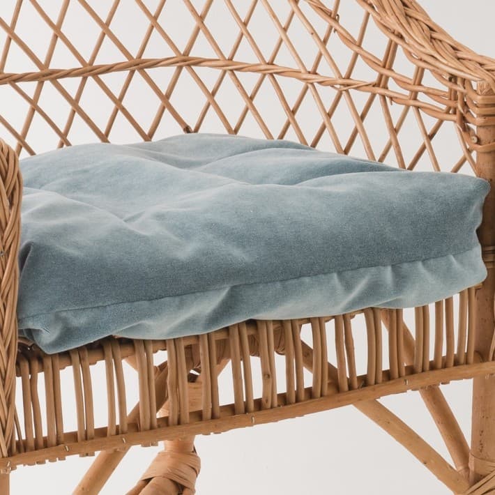 Coussin PM en velours uni pour fauteuils en osier - aqua