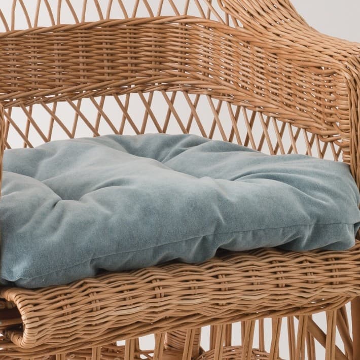 Coussin MM en velours uni pour fauteuils en osier - aqua