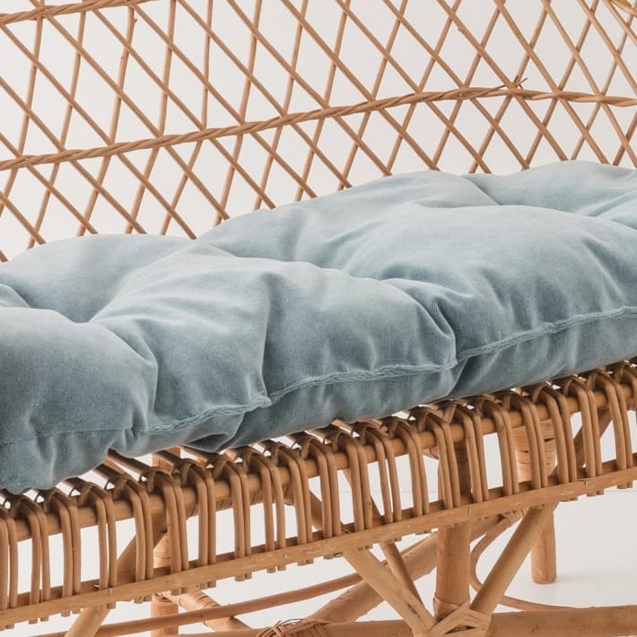Coussin en velours uni pour canapé et banc coffre en osier - aqua