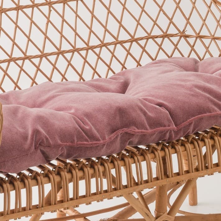 Coussin en velours uni pour canapé et banc coffre en osier - cassis