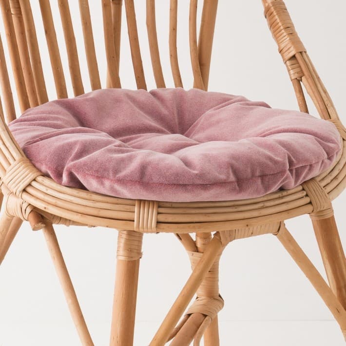 Coussin rond en velours uni pour fauteuils en osier - cassis