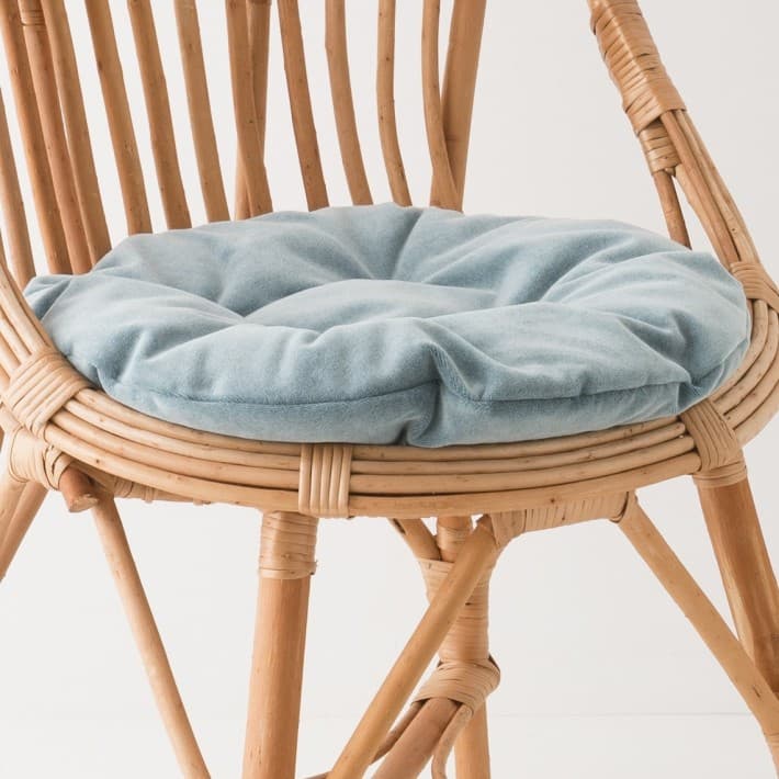 Coussin rond en velours uni pour fauteuils en osier - aqua
