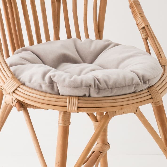 Coussin rond en velours uni pour fauteuils en osier - violine