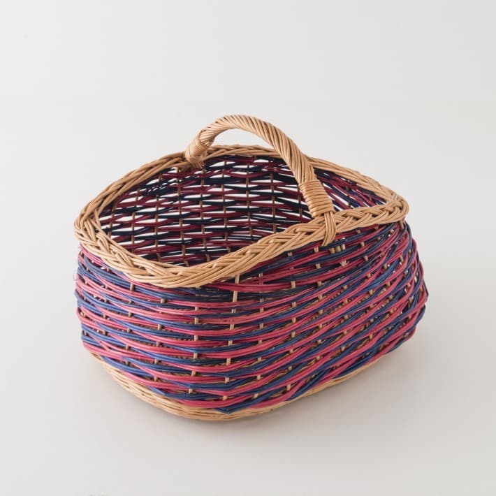Panier de marché en osier multicolore bleu-rose - panier de marché