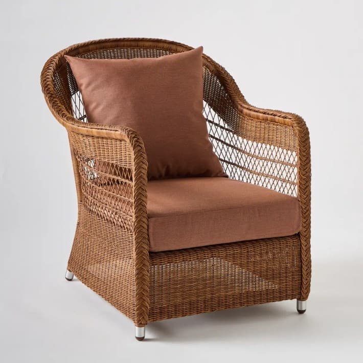 fauteuil en rotin synthétique BIARRITZ coloris châtaigne - T043 terracotta