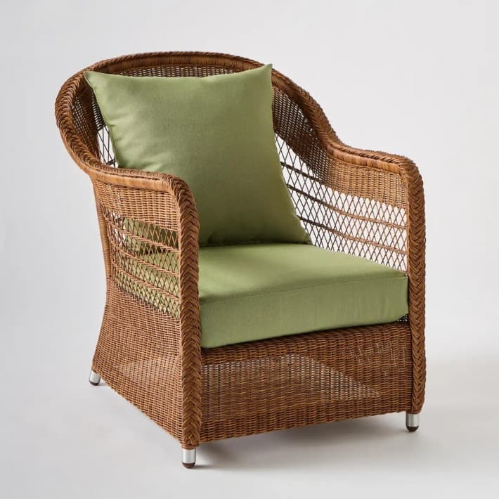 fauteuil en rotin synthétique BIARRITZ coloris châtaigne - T042 vert