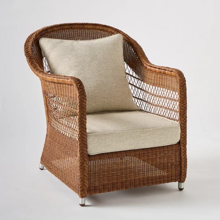 fauteuil en rotin synthétique BIARRITZ coloris châtaigne - T597 chenille gris