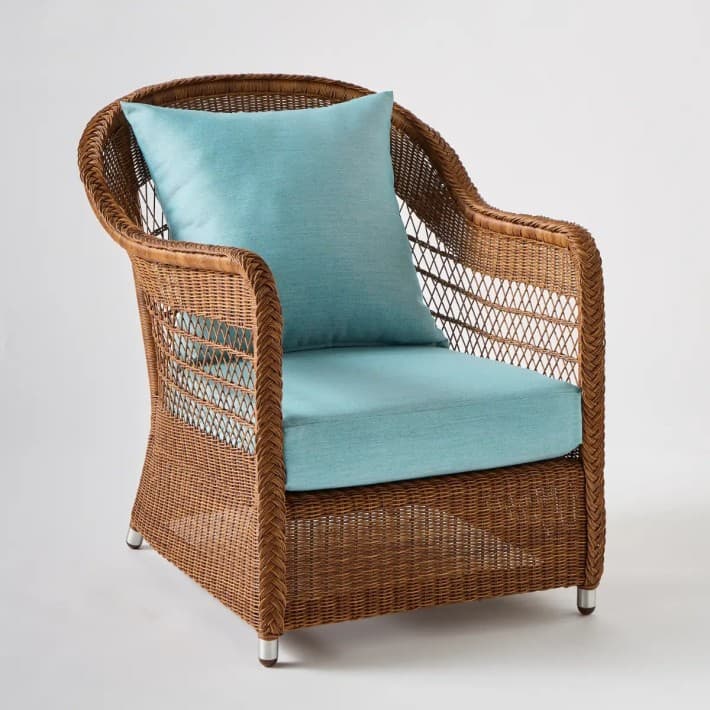 fauteuil en rotin synthétique BIARRITZ coloris châtaigne - T040 aqua