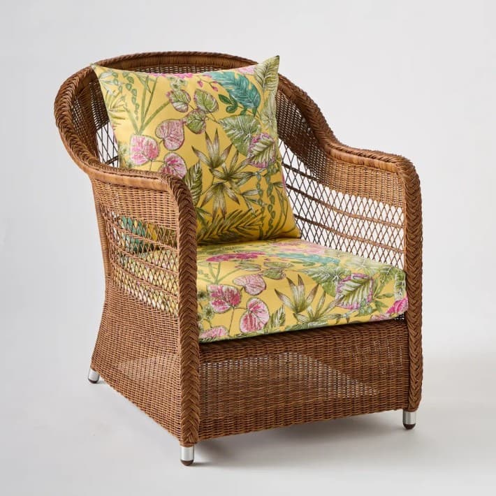fauteuil en rotin synthétique BIARRITZ coloris châtaigne - T045 bouquet yellow