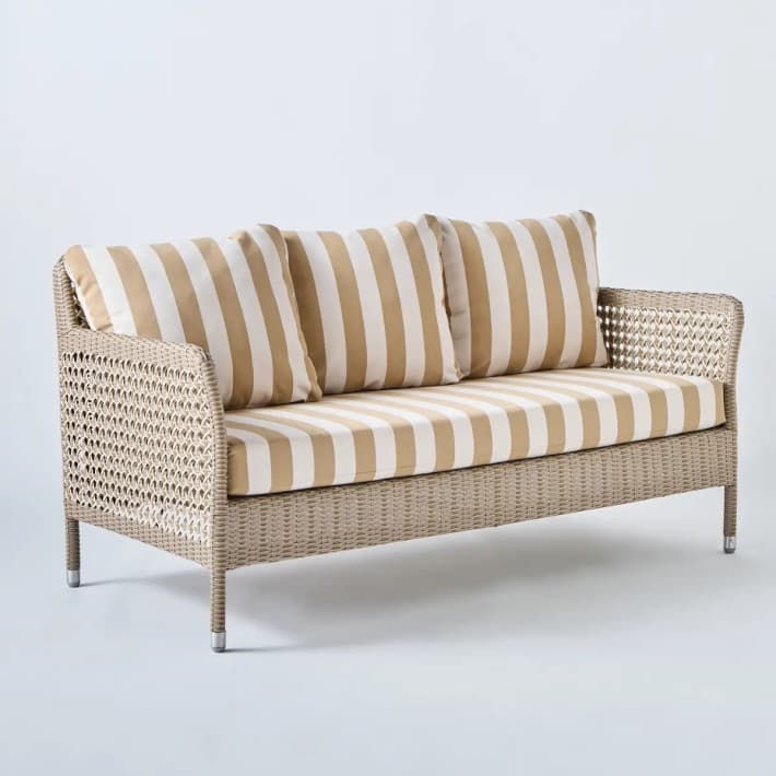 Canapé 2 places de jardin ANTIBES résine récif - T047 rayures beiges