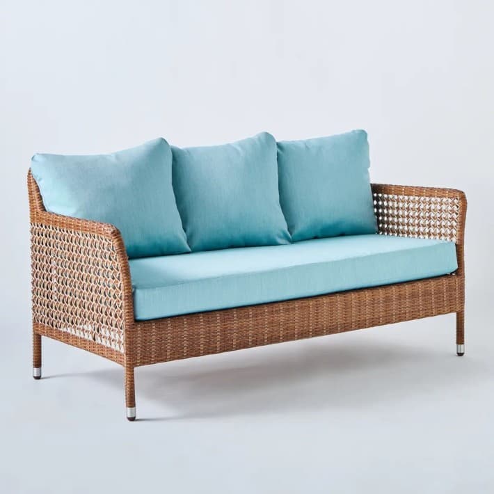 Canapé 2 places de jardin ANTIBES résine latérite - T040 aqua