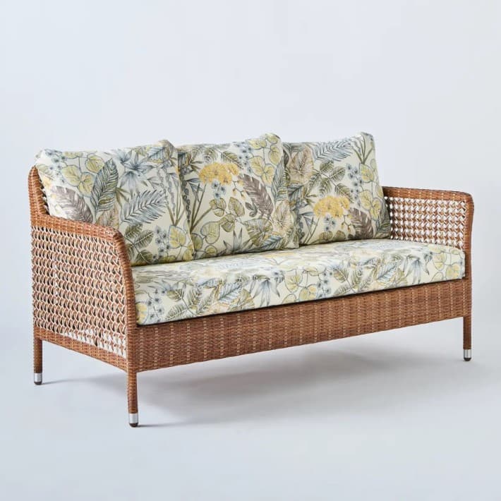 Canapé 2 places de jardin ANTIBES résine latérite - T044 bouquet écru