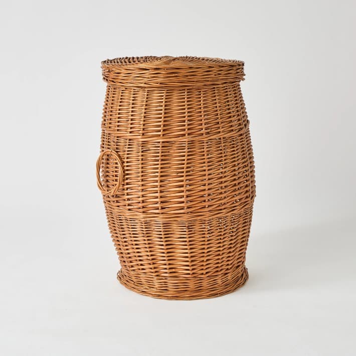 Grand panier à linge en osier avec couvercle PU085
