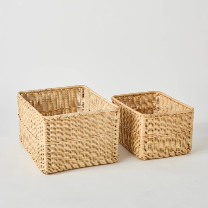 Lot de 2 paniers en moelle de rotin PU104