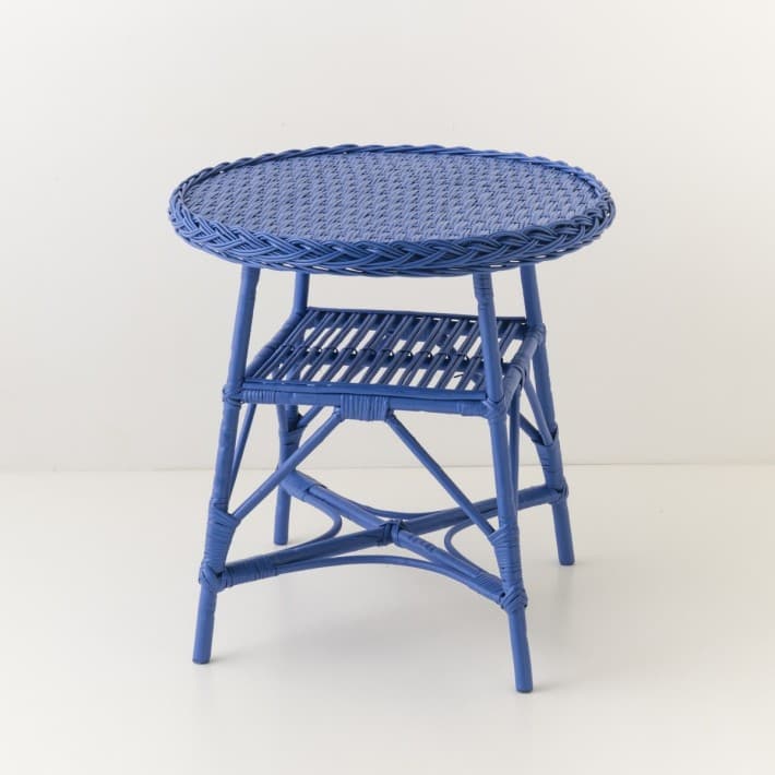 Guéridon en osier laqué Melina - bleu grec