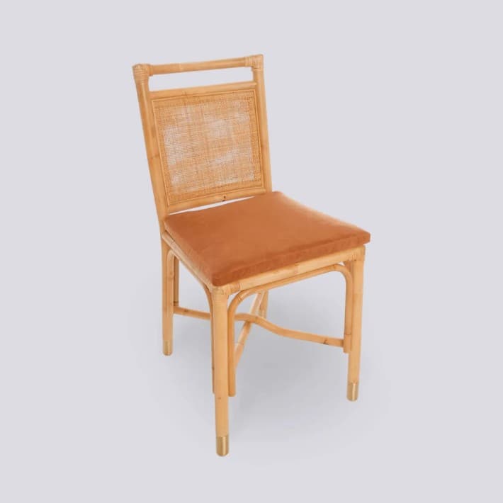 Chaise en rotin velours Riviera - ocre
