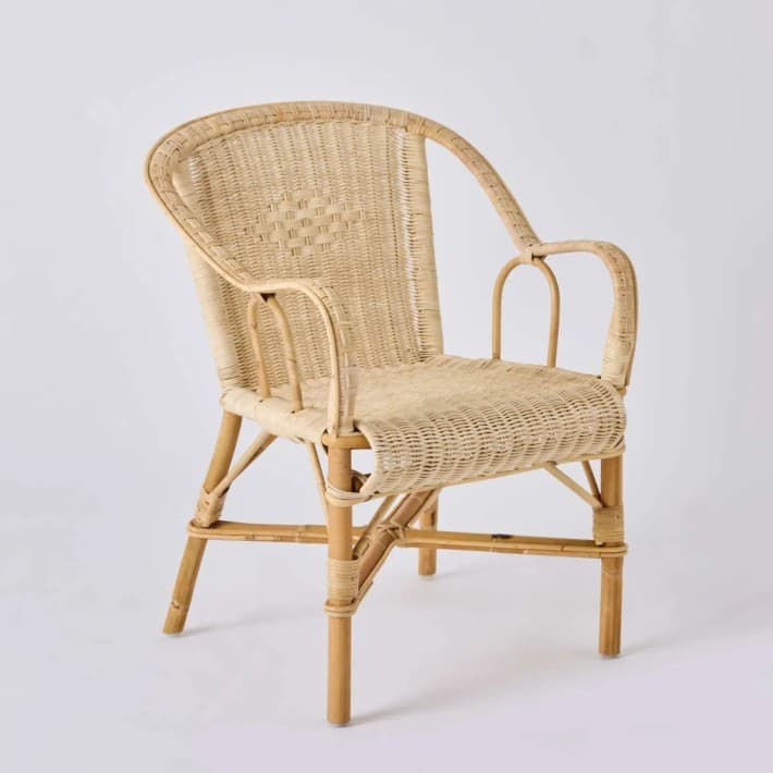 Fauteuil rotin tressé bas dossier Marcel - naturel