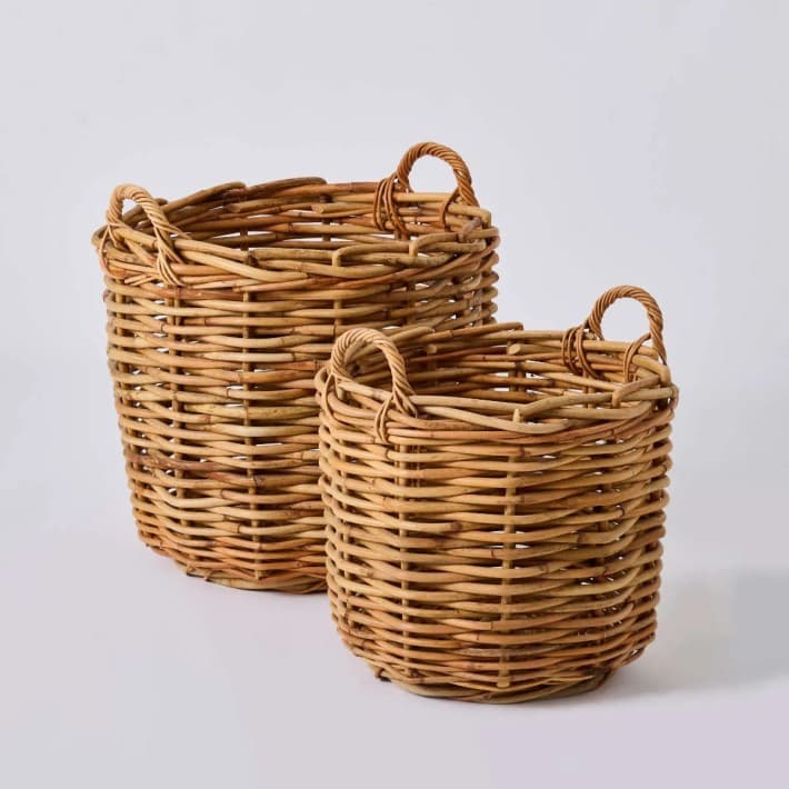 Jardinières rondes en rotin épais Maxi Weave - La série de 2