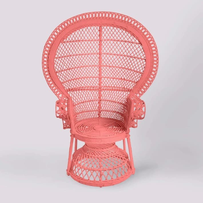 Fauteuil Emmanuelle en rotin laqué - rose
