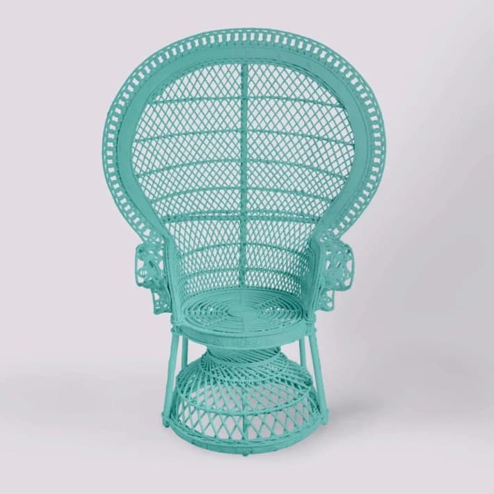 Fauteuil Emmanuelle en rotin laqué - vert aqua