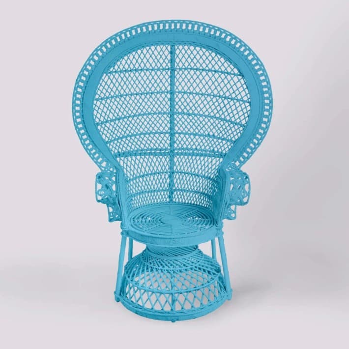 Fauteuil Emmanuelle en rotin laqué - bleu azur
