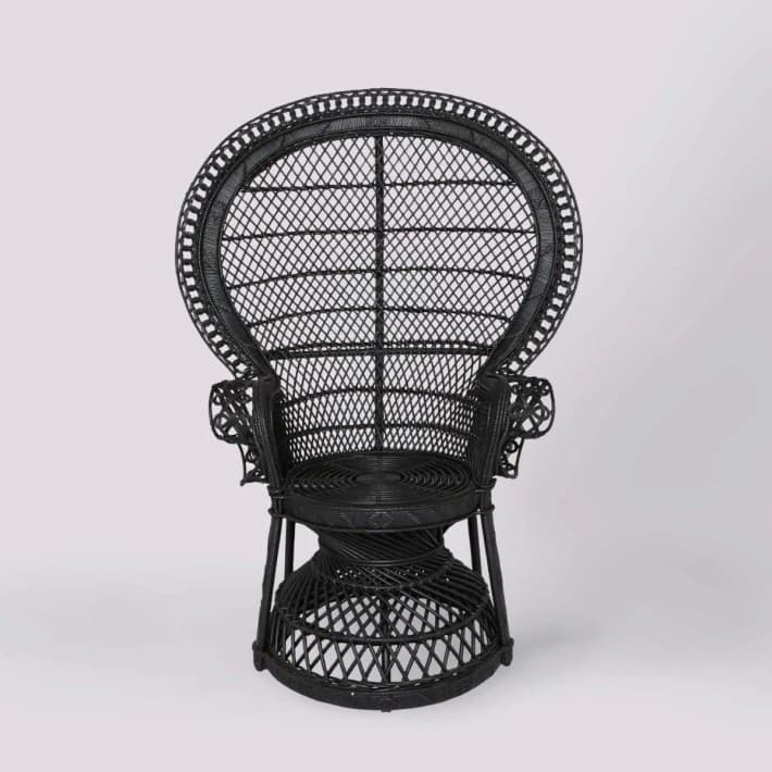 Fauteuil Emmanuelle en rotin laqué - noir