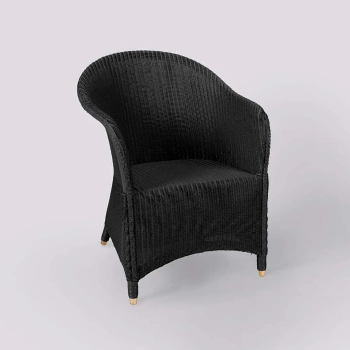 Fauteuil Lloyd Loom Sidonie laqué - noir