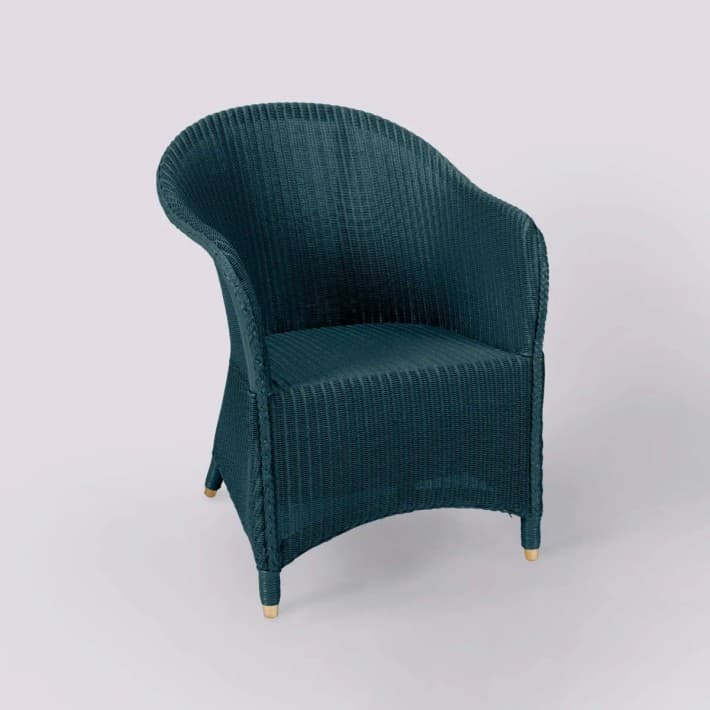 Fauteuil Lloyd Loom Sidonie laqué - bleu paon