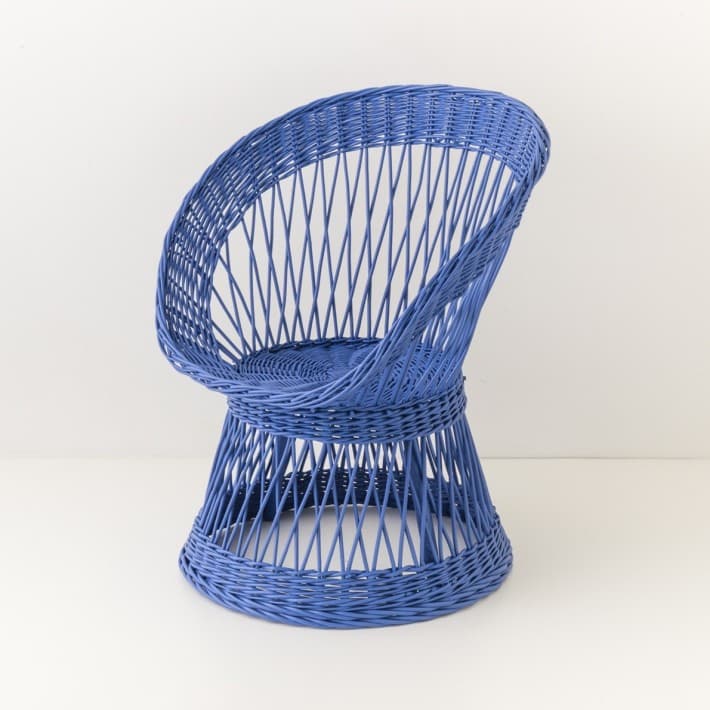 Fauteuil en osier laqué Franz - bleu grec