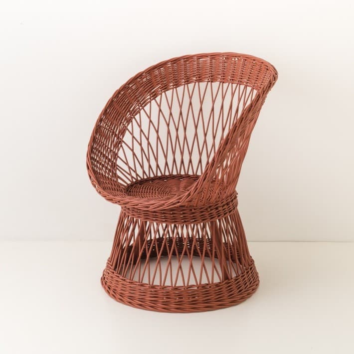 Fauteuil en osier laqué Franz - brique