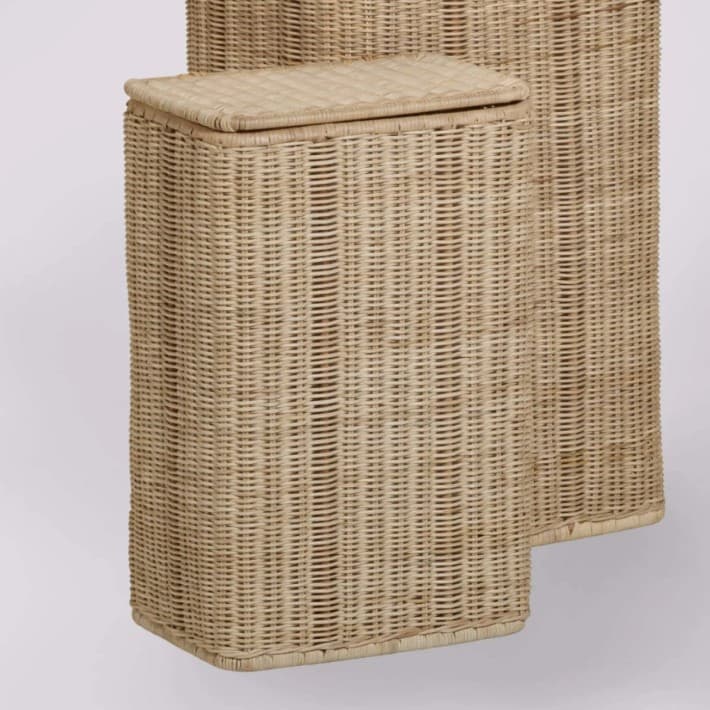Paniers à linge rectangulaires en rotin naturel - Moyen modèle