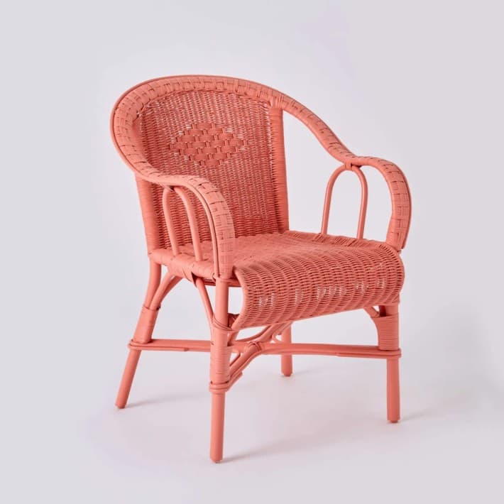 Fauteuil Primavera en rotin laqué couleur - Corail