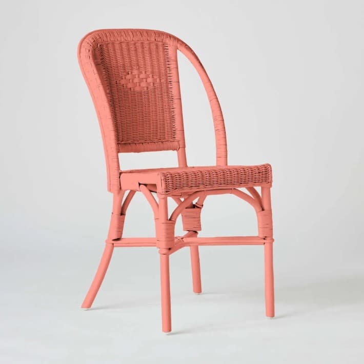 Chaise rotin tressé laqué couleur Primavera - Corail