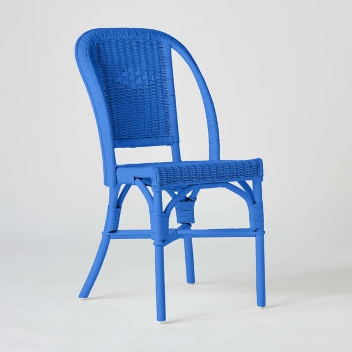 Chaise rotin tressé laqué couleur Primavera - Bleu grec