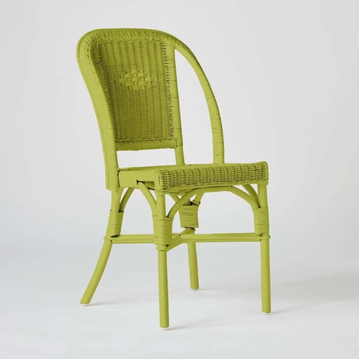 Chaise rotin tressé laqué couleur Primavera - Vert gazon