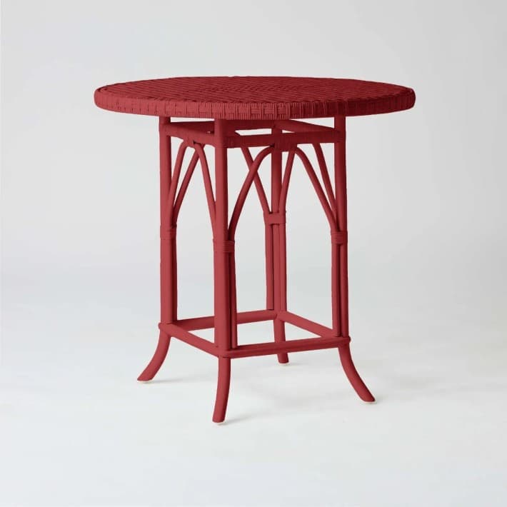 Table en rotin tressé laqué couleur Primavera - Rouge rubis