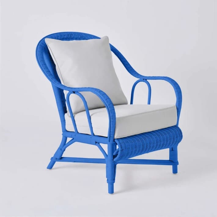 Fauteuil en rotin laqué couleur Primavera - Bleu grec