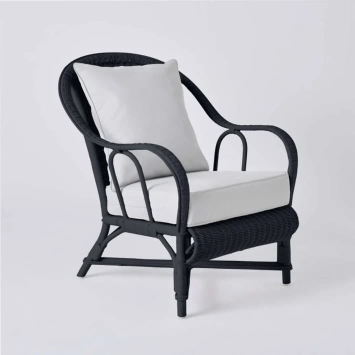 Fauteuil en rotin laqué couleur Primavera - Noir