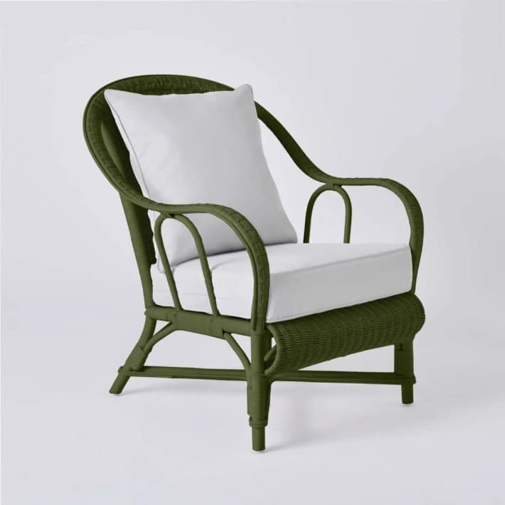 Fauteuil en rotin laqué couleur Primavera - Vert bronze