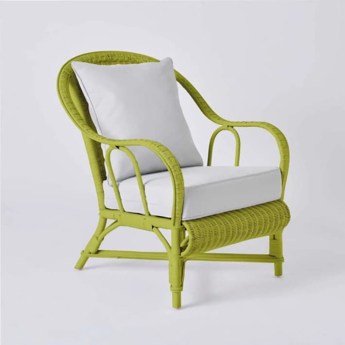 Fauteuil en rotin laqué couleur Primavera - Vert gazon