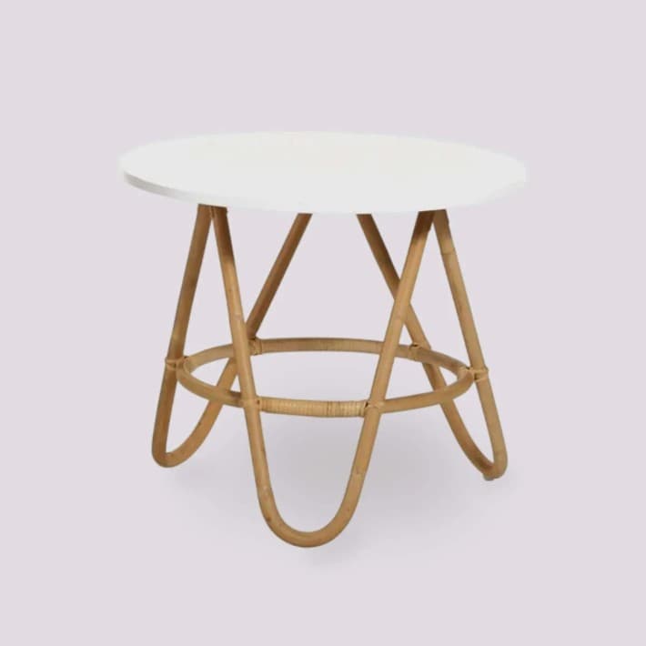 Table basse rotin Diabolo petit modèle - blanc