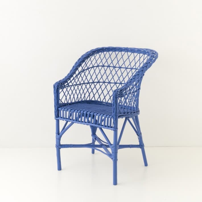 Fauteuil en osier laqué Antonin - bleu grec