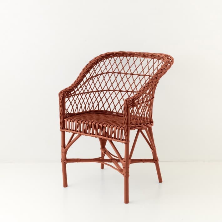 Fauteuil en osier laqué Antonin - brique