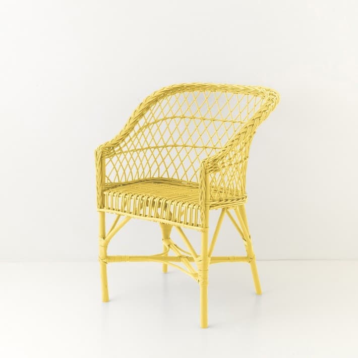 Fauteuil en osier laqué Antonin - jaune
