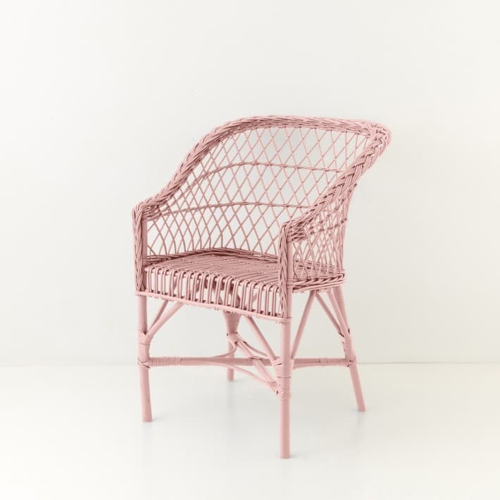 Fauteuil en osier laqué Antonin - vieux rose