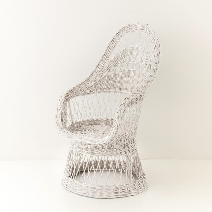 Fauteuil en osier ajouré laqué Firmin - blanc