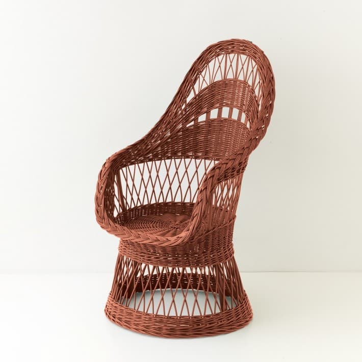 Fauteuil en osier ajouré laqué Firmin - brique