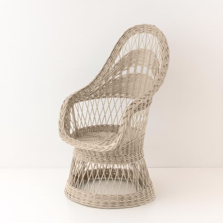 Fauteuil en osier ajouré laqué Firmin - lin