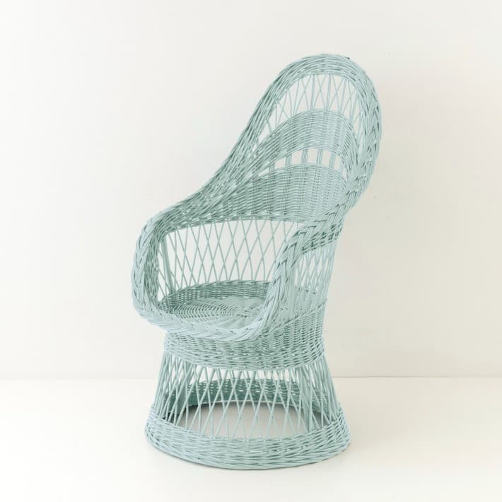 Fauteuil en osier ajouré laqué Firmin - celadon