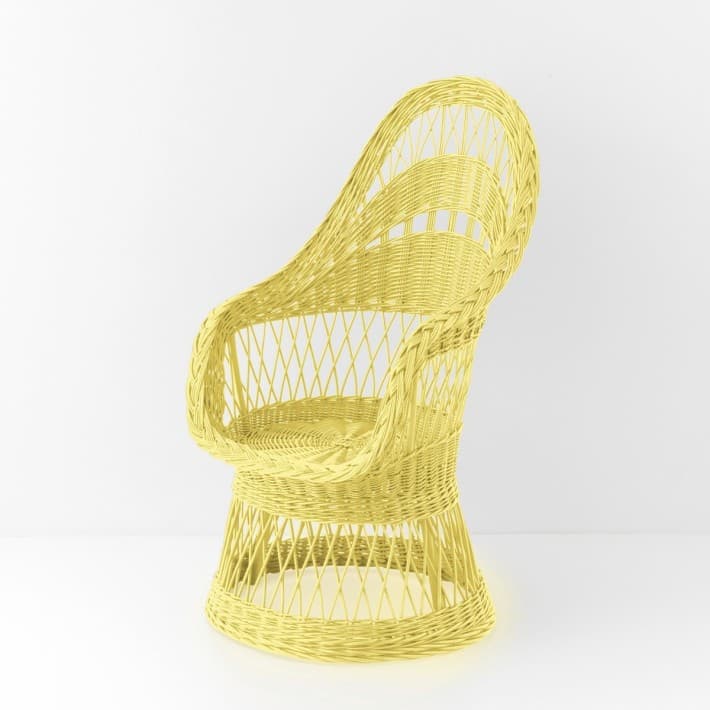 Fauteuil en osier ajouré laqué Firmin - jaune